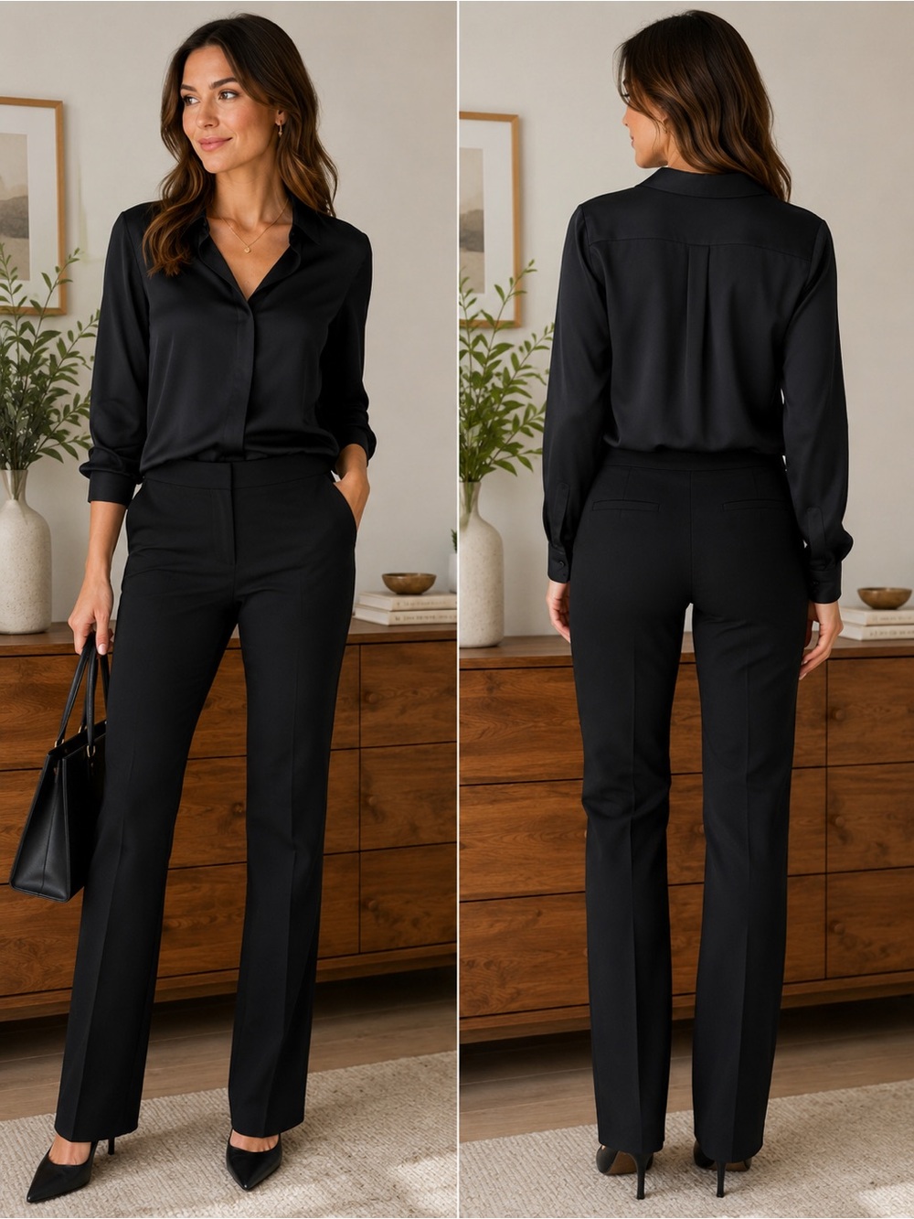 Burberry London Black Wool Blend Tailored Pants Size US 8